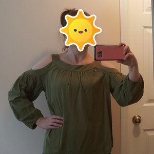 Ralph  Lauren Green Blouse w/Pic-A-Boo shoulders